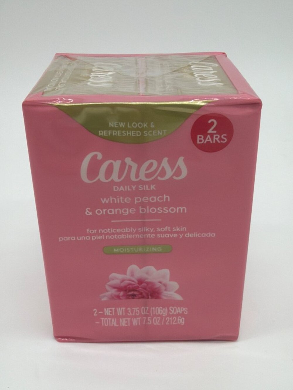 Caress White Peach & Orange Blossom Daily Silk Bar Soap 2 Pack 7.5 Oz Total Mois